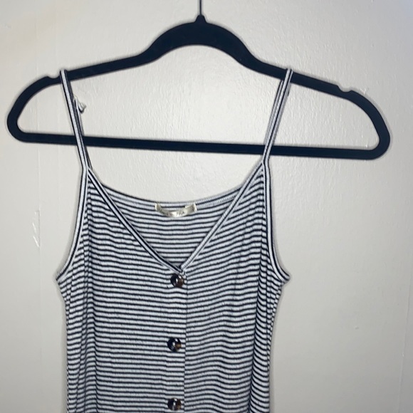 Dresses & Skirts - 🎱Black and white horizontal striped faux button up dress!